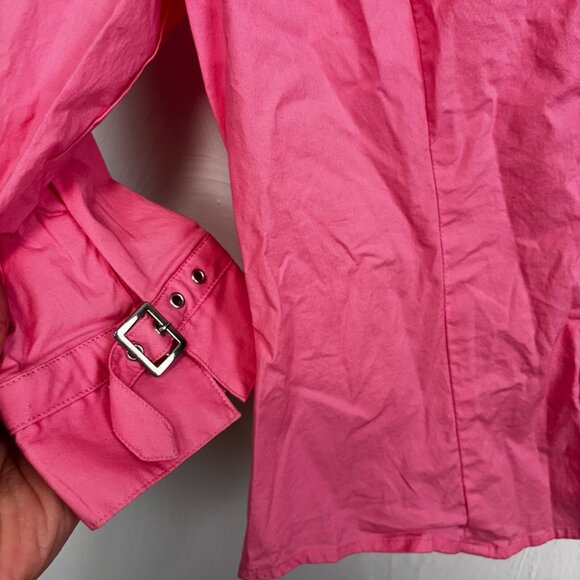 No Boundaries Shirt Y2K 2000s Pink 3/4 Sleeve Button Up Blouse Collared Stretch - Picture 4 of 5